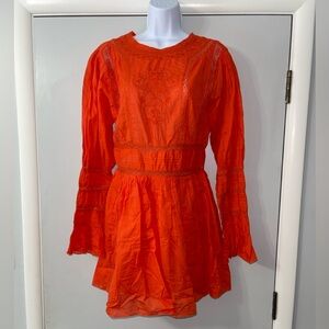 Free People Vibrant Orange Long Sleeve Dress - size 4